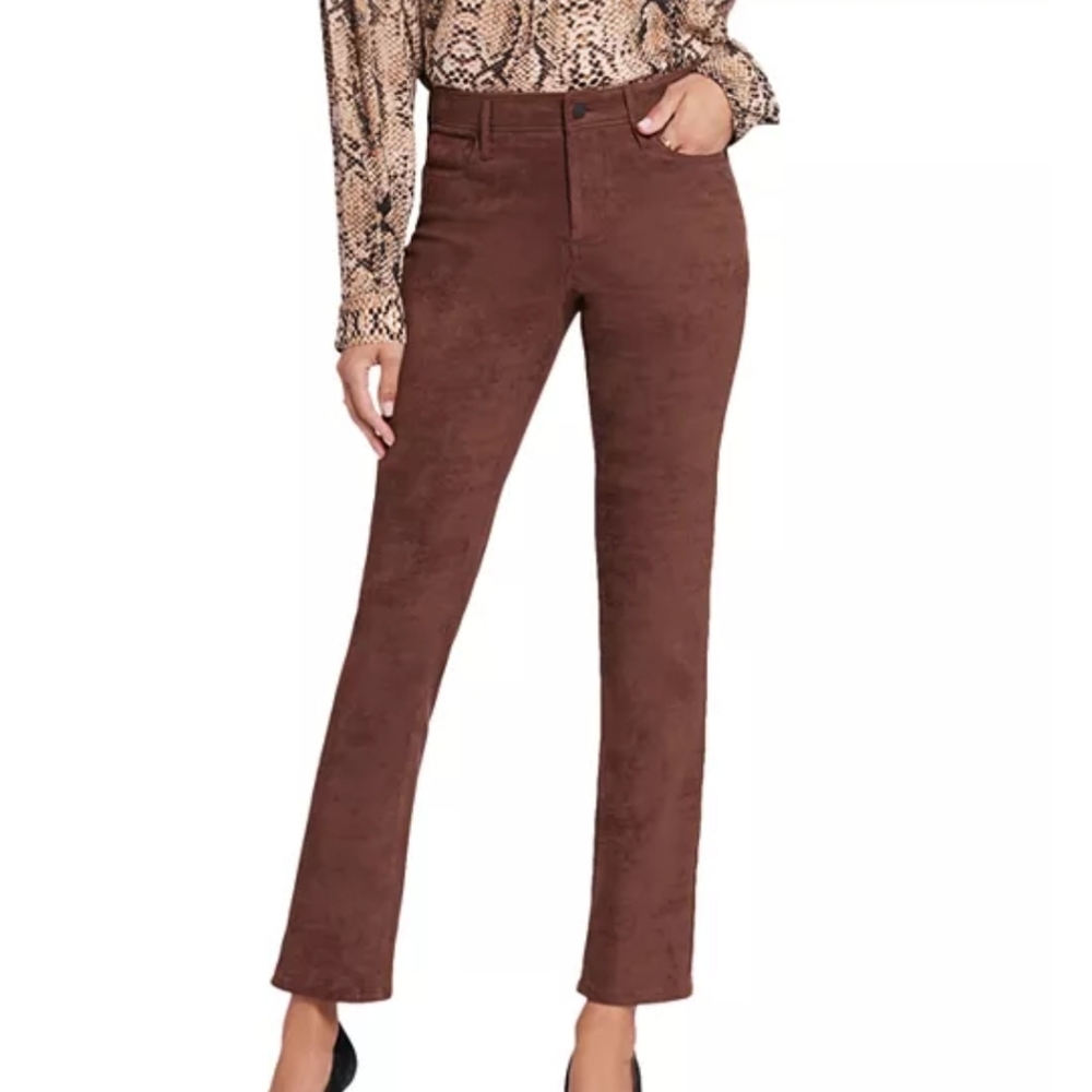 NYDJ Sheri Stretch Faux Suede Slim Pants Sz 2 Nwot